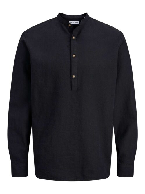 JJESUMMER LINEN BLEND TUNIC SHIRT L/S SN Black