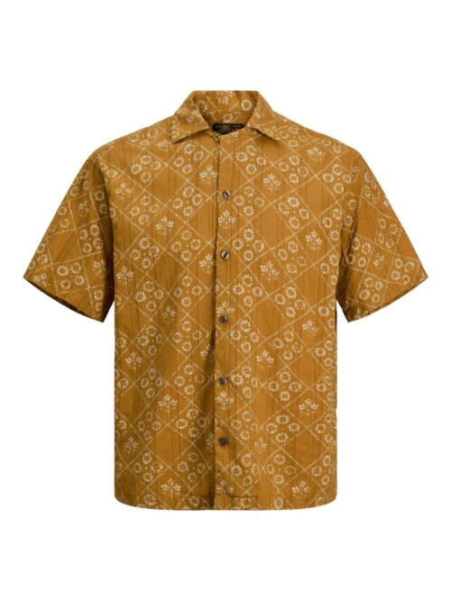 JPRBLULYON PRINT DOBBY S/S SHIRT SN Wood Thrush