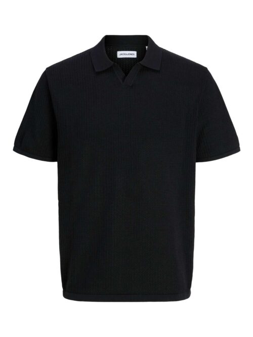 JJEJERRY KNIT SPLIT NECK POLO SS Black