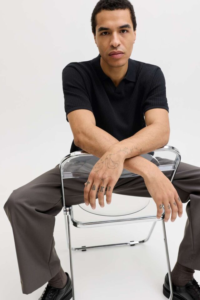 JJEJERRY KNIT SPLIT NECK POLO SS