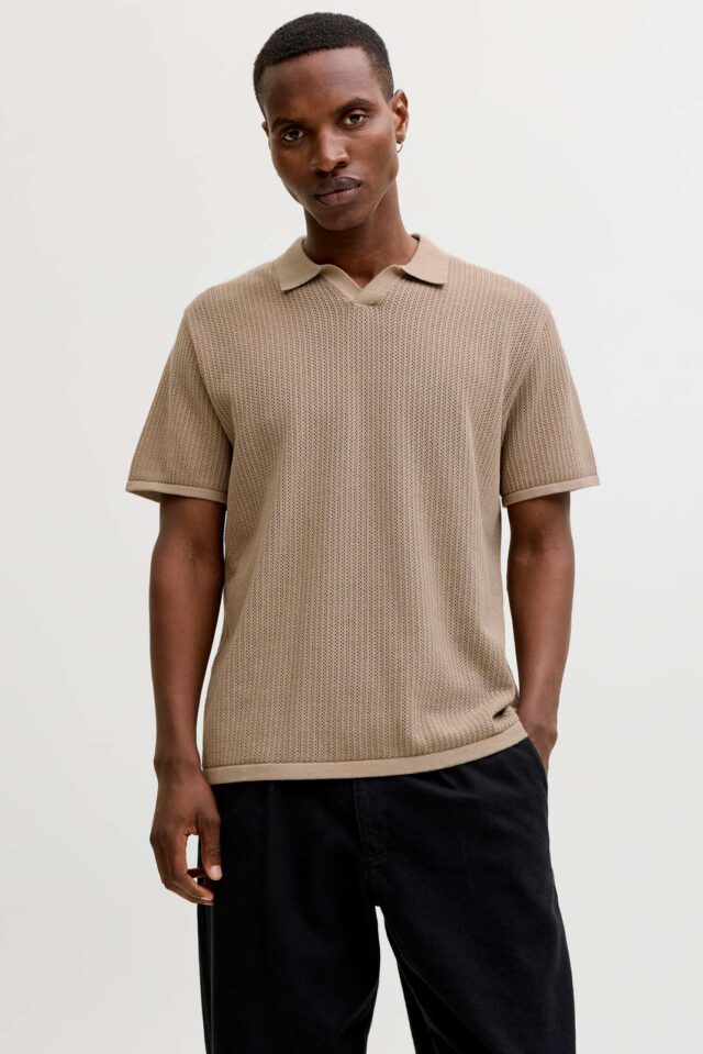 JJEJERRY KNIT SPLIT NECK POLO SS