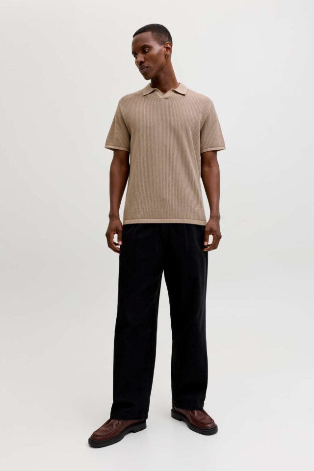 JJEJERRY KNIT SPLIT NECK POLO SS