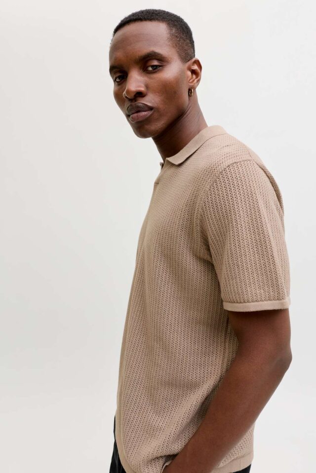 JJEJERRY KNIT SPLIT NECK POLO SS