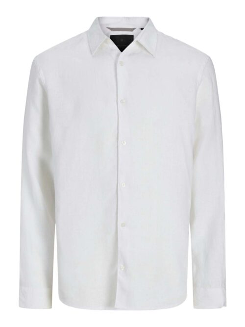 JPRBLALAWRENCE LINEN LS SHIRT SN Bright White
