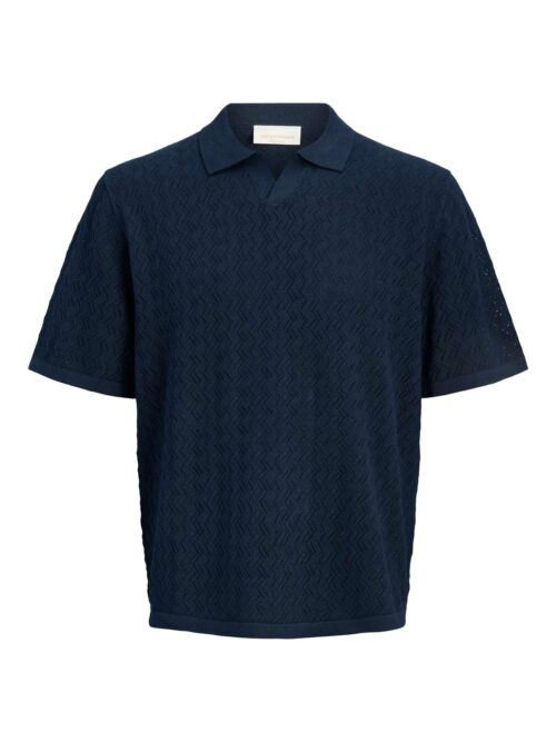 JORTYLER KNIT SS SPLIT NECK POLO SN Sky Captain