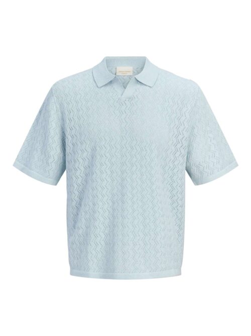 JORTYLER KNIT SS SPLIT NECK POLO SN Cashmere Blue