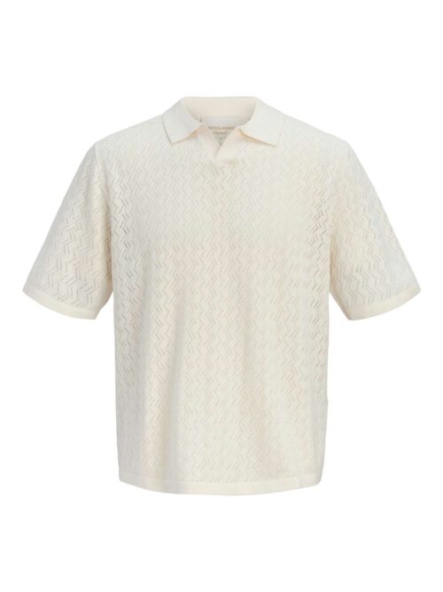 JORTYLER KNIT SS SPLIT NECK POLO SN Sea Salt