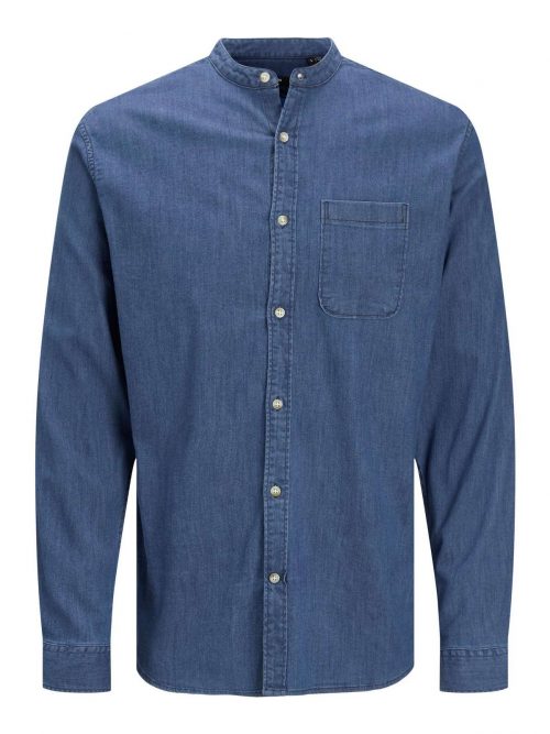 JPRBLAPERFECT DENIM BAND SHIRT L/S LN Medium Blue Denim